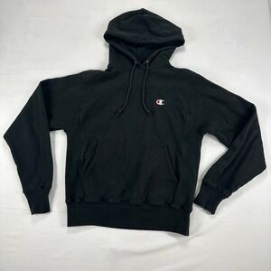 Champion Reverse Weave Hoodie Mens‎ Small Black Pullover Sweatshirt